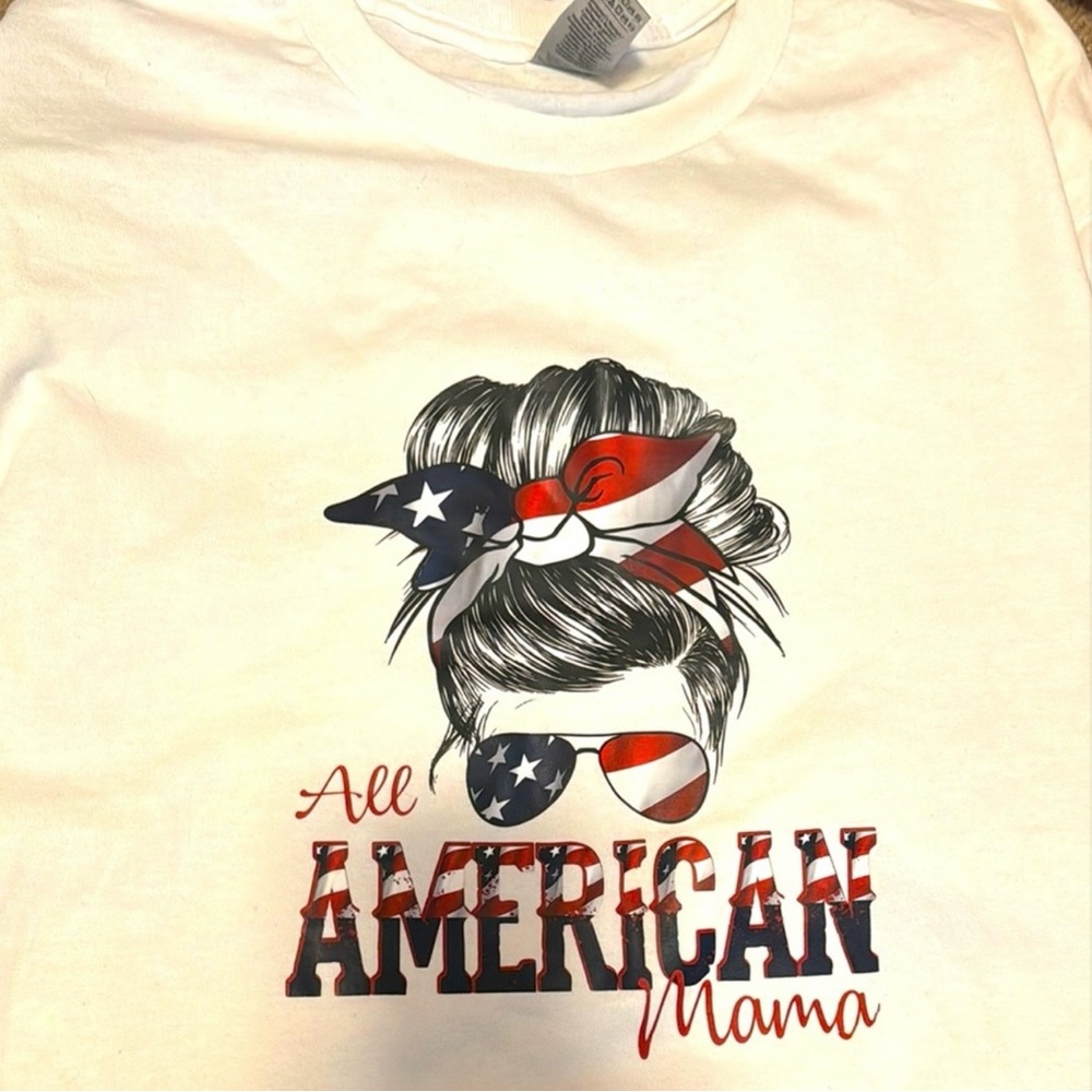 All American Mama Shirt - White